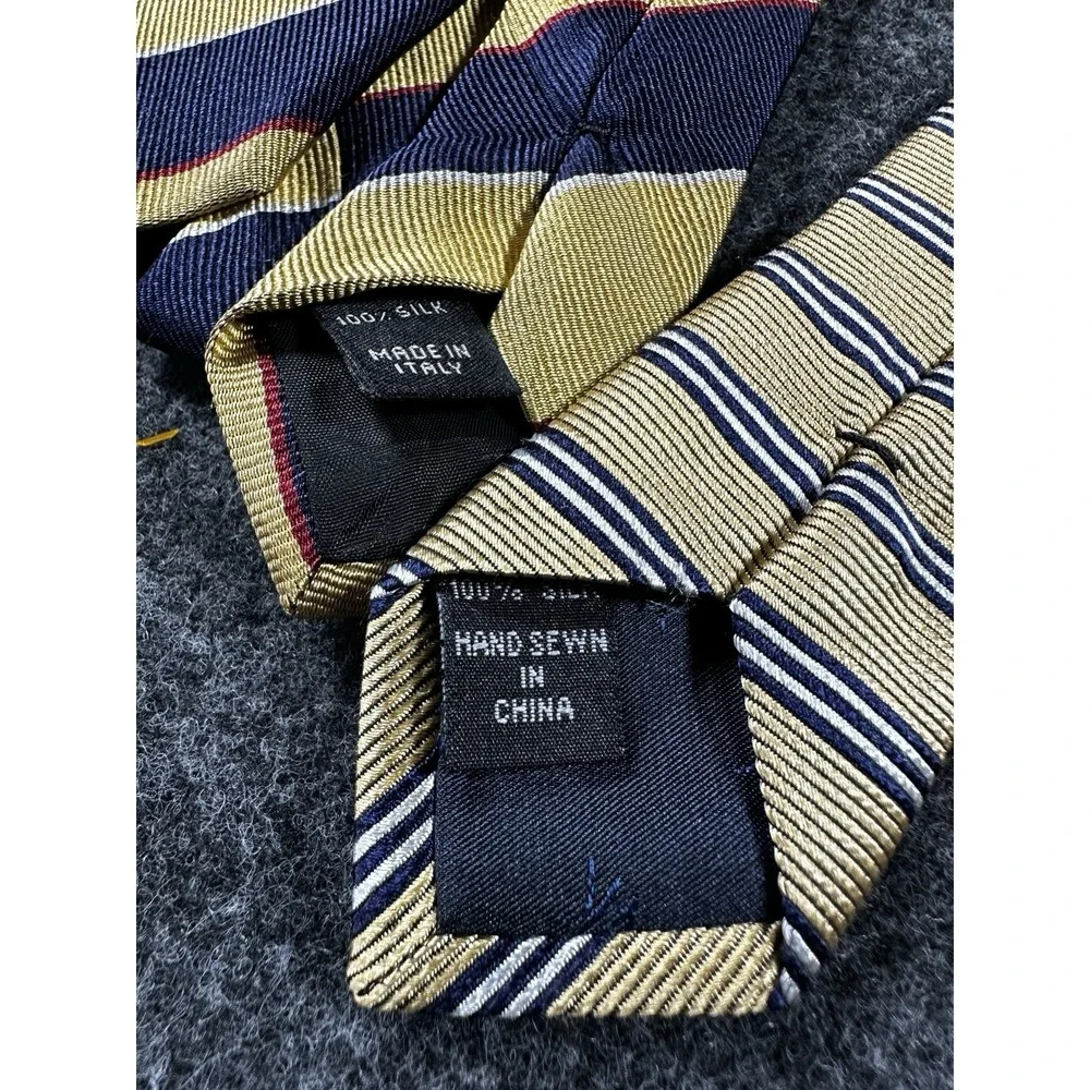 Set‎ Of 2 Jos.A.Bank Collection Navy Gold Stripe Silk Necktie Pre-owned 4